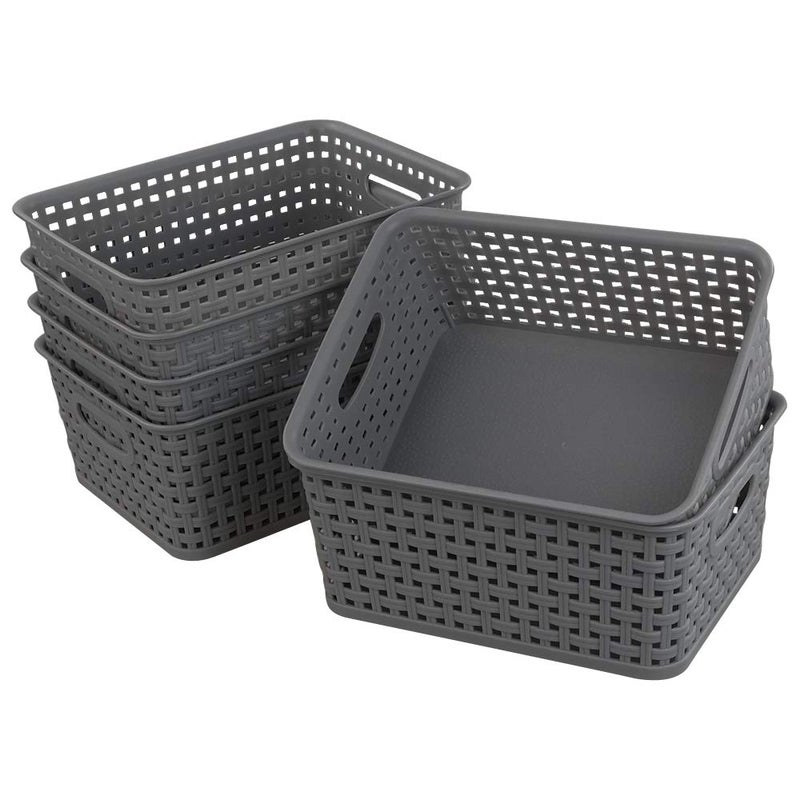 Pekky Grey Plastic Storage Baskets, Classroom Organization Baskets, 6 Packs - Image 5